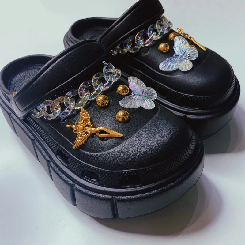 Fashion Women Slippers Sandals Punk Platform Clogs With Charms1