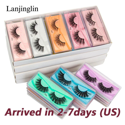 Lanjinglin 10-100Pcs False Eyelashes Dramatic Thick 3D Mink Lashes Extension Make up Fake Lashes