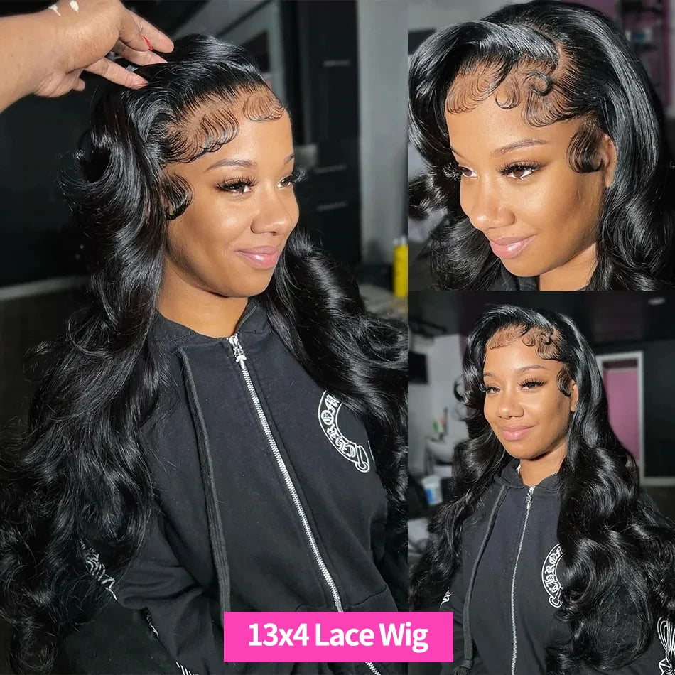 180 Density Body Wave 13x4 13x6 360 Hd Transparent Lace Front Human Hair Wig 30 38 Inch Lace Frontal Wigs Pre Plucked For Women