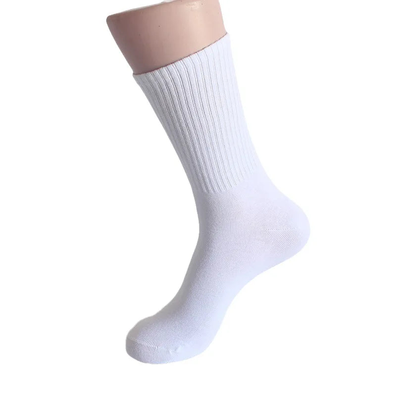 1pairs High Quality Black White Pure Color Cotton Unisex Sock Office Sport Business Anti-Bacterial Deodorant Men Long Socks