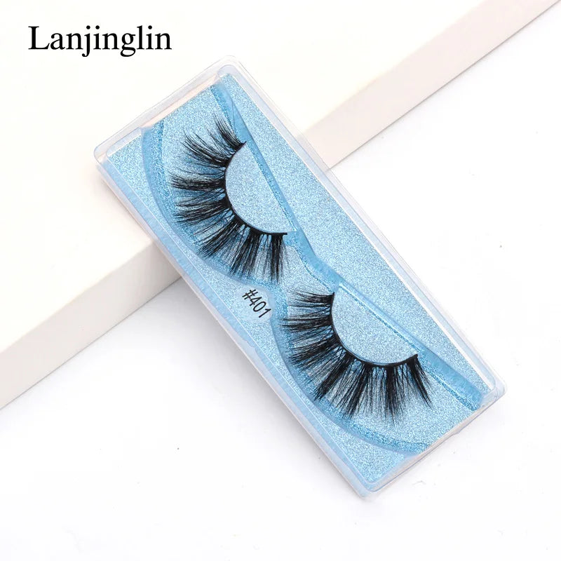 Lanjinglin 10-100Pcs False Eyelashes Dramatic Thick 3D Mink Lashes Extension Make up Fake Lashes