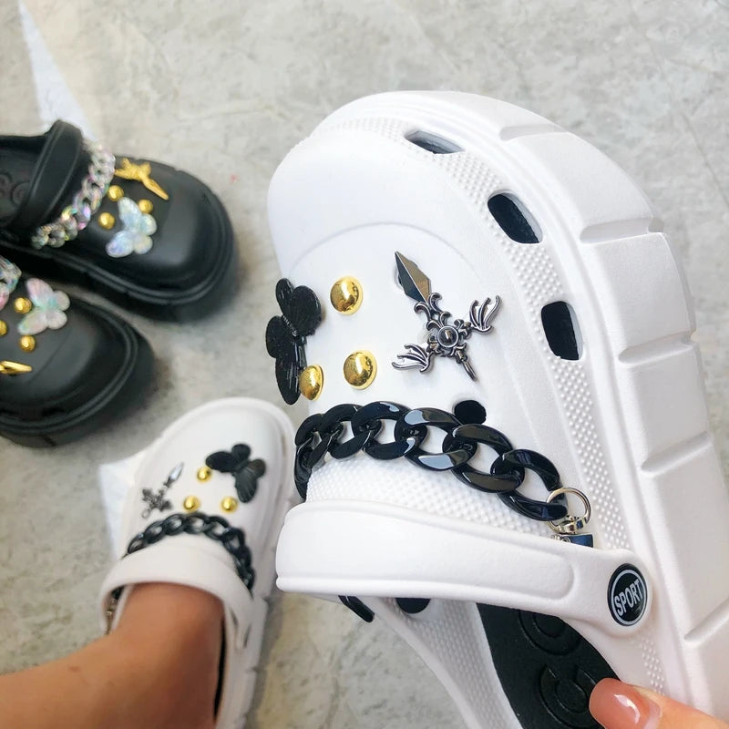 Fashion Women Slippers Sandals Punk Platform Clogs With Charms1