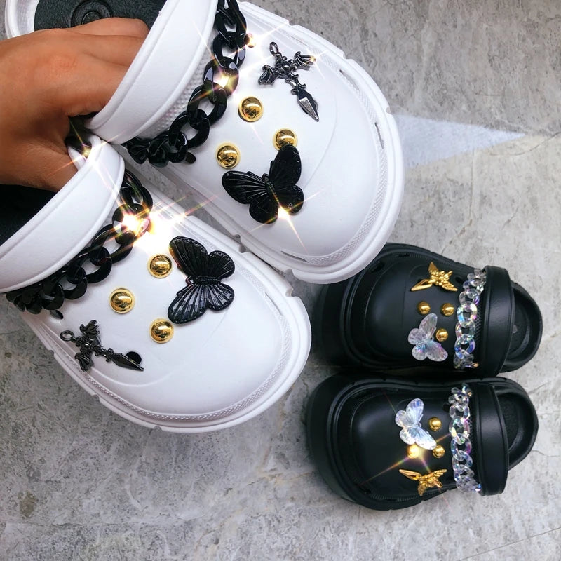 Fashion Women Slippers Sandals Punk Platform Clogs With Charms1