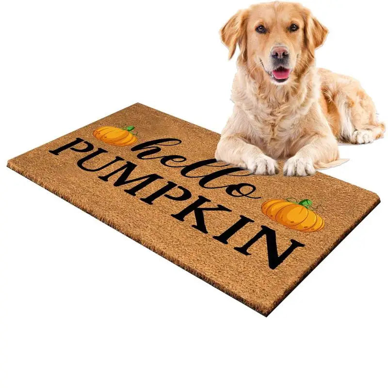 Autumn Welcome Door Mat Pumpkin Floor Mat Fall Seasonal Thanksgiving Halloween Indoor Outdoor Entrance Mat for Indoor Outdoor