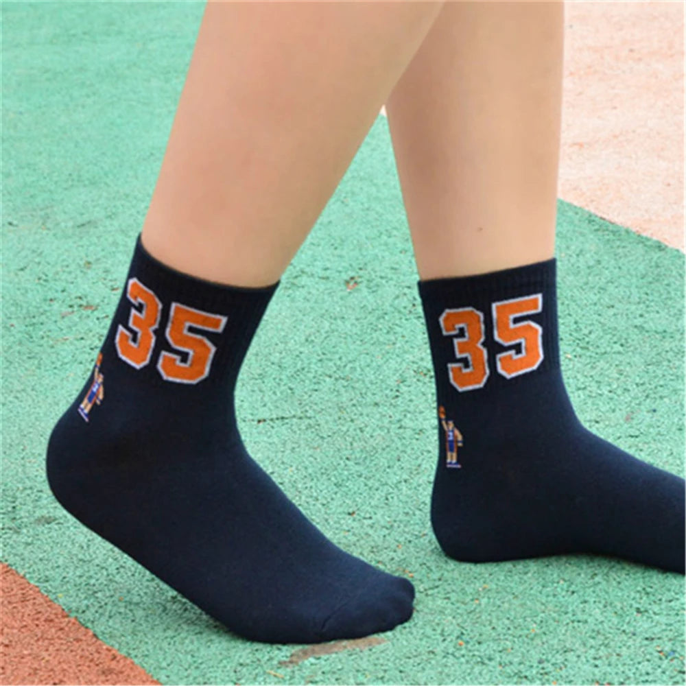 High Quality Fashion Men's Funny Breathable Basketball Sport Stars With Lucky Number 09/21/23/24/35 Unisex Harajuku Happy Socks