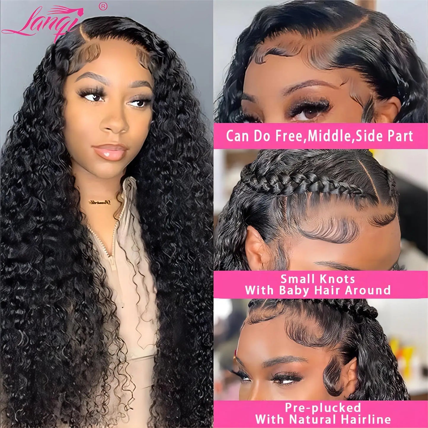 250% Curly Wigs Human Hair Lace Frontal Wig Deep Wave Human Hair Wigs Brazilian Remy 13x4 Water Wave Lace Front Human Hair Wig