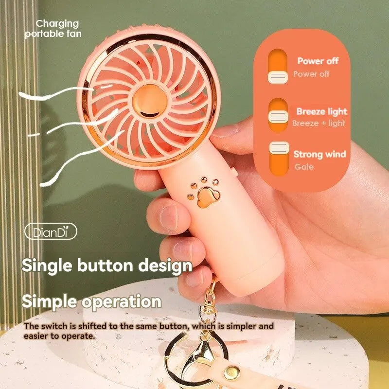 Summer New Mini Mini Fan Cute Cartoon Portable Charging USB Handheld Fan Student Outdoor Fan