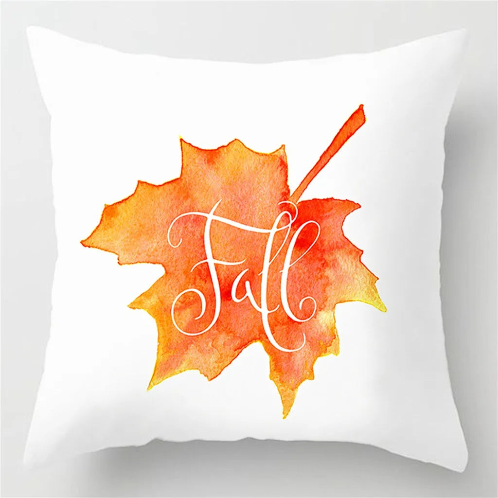 Autumn Maple Leaf Printing Square Cushion Cover Home Living Room Sofa Decoration   Pillow