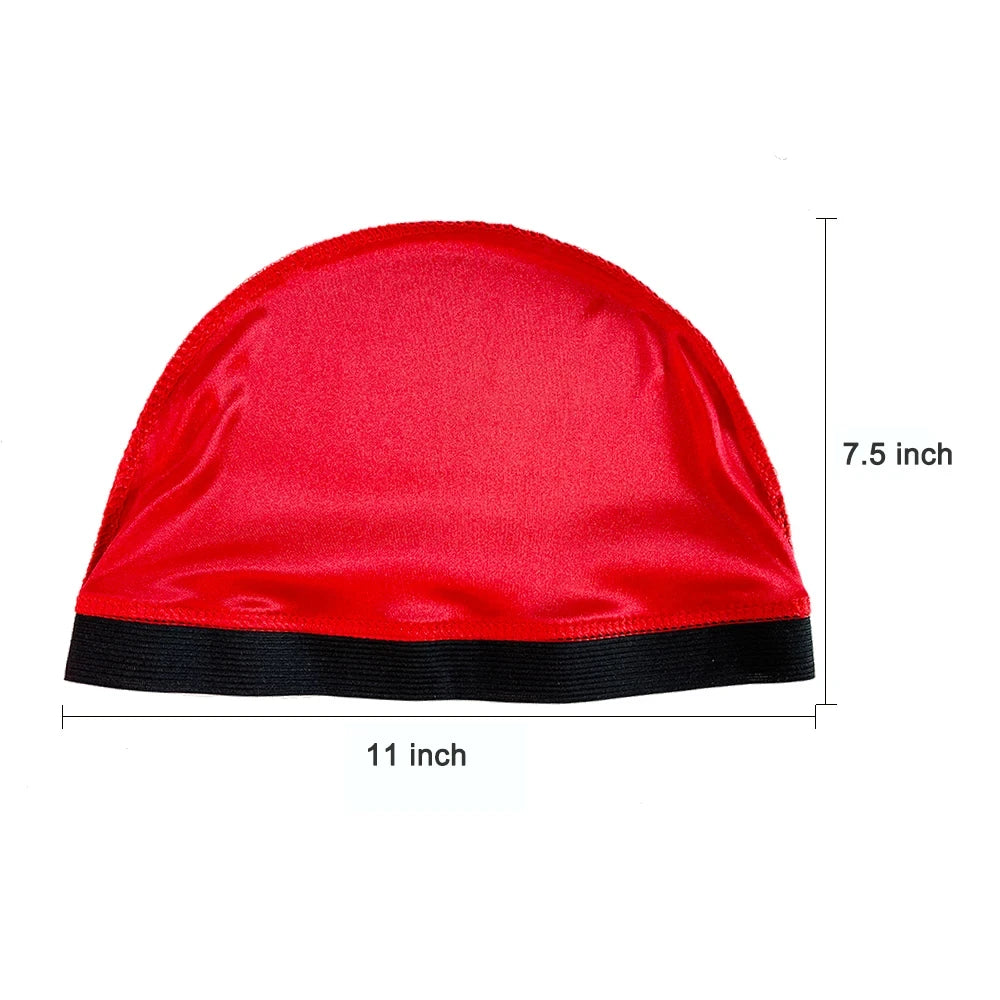 New Unisex Silky Dome Cap For Men Elastic Band Silky Durag Bandanas Bottom Wig Cap Spandex Cooling Cap Silk Based Beanie Bonnet