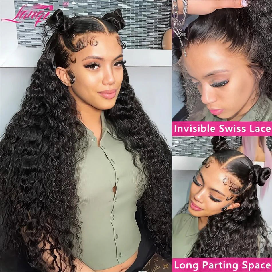 250% Curly Wigs Human Hair Lace Frontal Wig Deep Wave Human Hair Wigs Brazilian Remy 13x4 Water Wave Lace Front Human Hair Wig