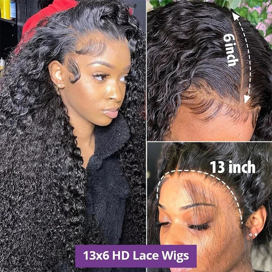 Deep Wave Water wave Frontal Wigs hd lace wig 13x6 human hair Curly Wig For Women choice Pre Plucked 30 40 Inch Loose