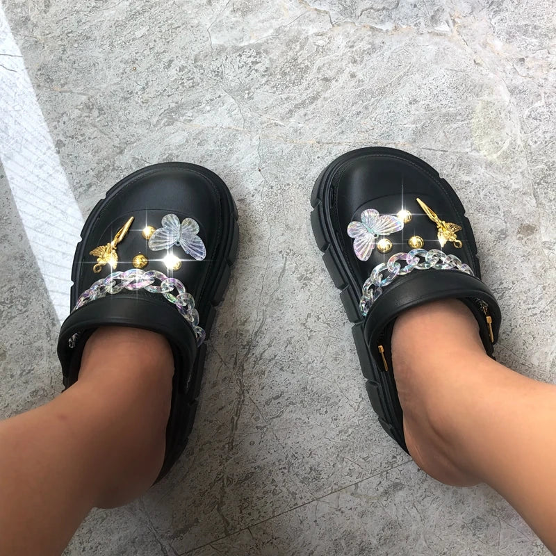 Fashion Women Slippers Sandals Punk Platform Clogs With Charms1