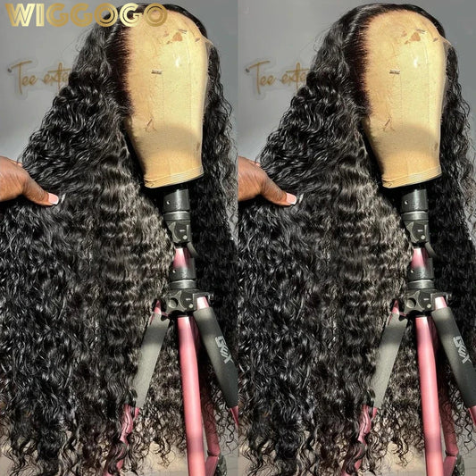 Wiggogo Curly Human Hair Wigs 13x4 Lace Frontal Human Hair Wig 13x6 Hd Lace Front Wig Water Deep Wave 4x4 Closure Wigs