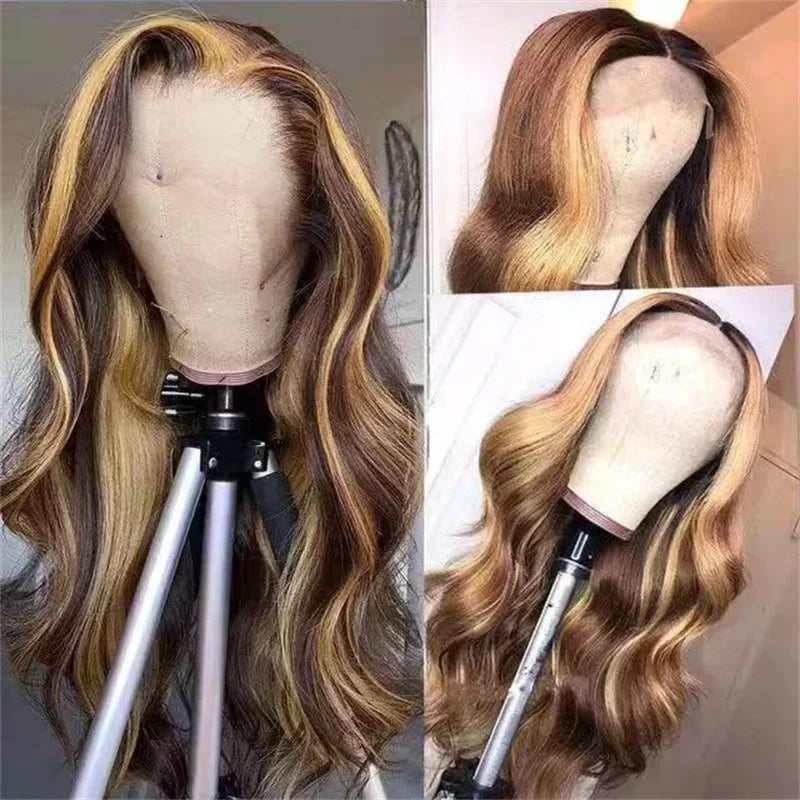 427 Color Body Wave Highlight Ombre 13X4 Lace Front Human Hair 40 Inch Transparent 13X6 HD Lace Frontal Wig Brazilian For Women