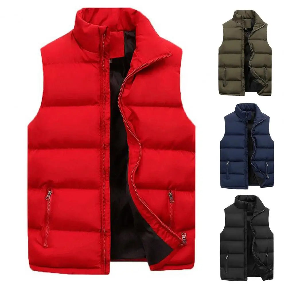 Trendy Sleeveless Jacket Thicken Male Warm Pockets Coat Waistcoat  Autumn Winter Men Vest Jacket Streetwear